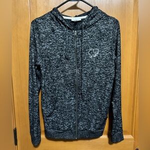 Ivory Ella Heather Grey Zip-Up Sweater Hoodie with Elephant Detail